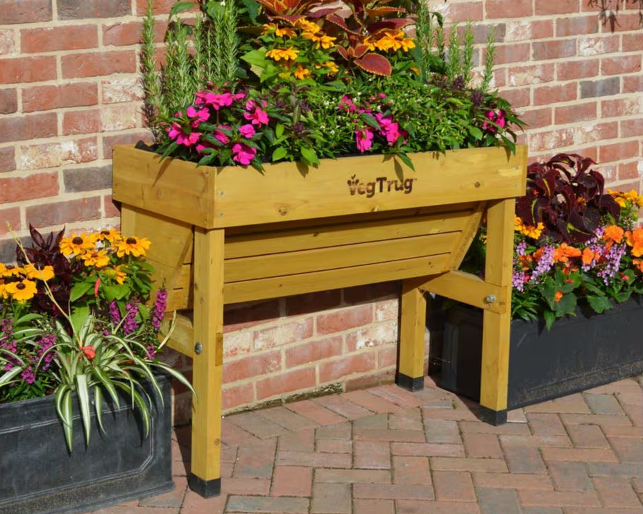 VegTrug Wall Hugger Small Raised Planter 40"L x 18"W x 31"H&nbsp; Natural Cedar