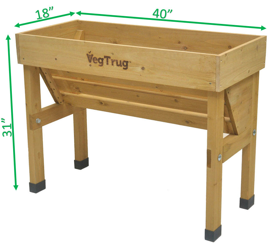 DImession for VegTrug Wall Hugger Small Raised Planter 40"L x 18"W x 31"H&nbsp; Natural Cedar