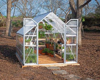 Balance® 8 ft. x 12 ft. Greenhouse Silver Frame Clear & TwinWall Panels | Palram-Canopia 8' Wide Balance Canopia by Palram   