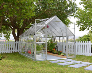 Balance® 8 ft. x 12 ft. Greenhouse Silver Frame Clear & TwinWall Panels | Palram-Canopia Canada Greenhouse Kits
