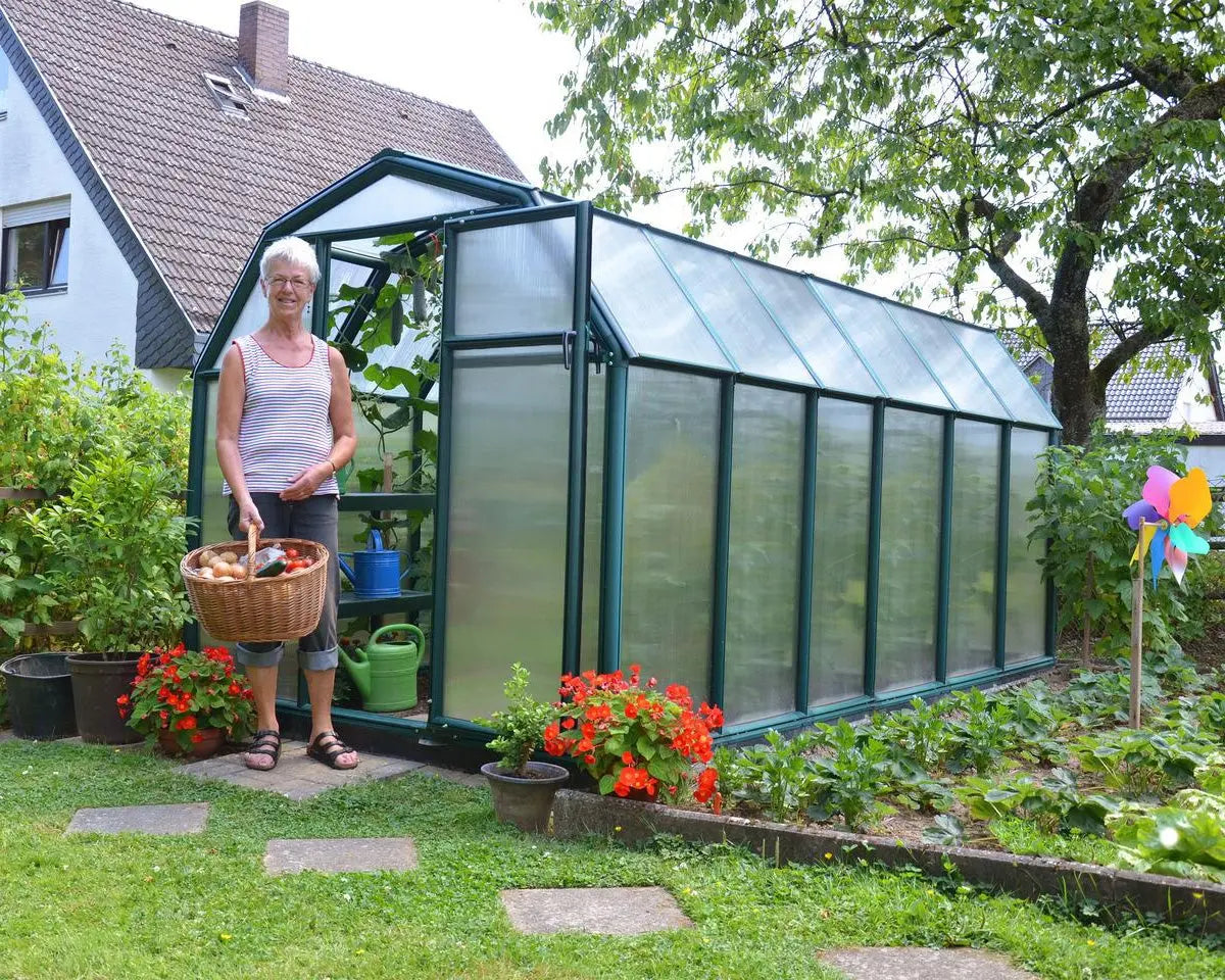 EcoGrow® ~6ft x 12ft Greenhouse Twin-Wall Panels Green Frame | Rion by Palram-Canopia 6' Wide EcoGrow Canopia by Palram   