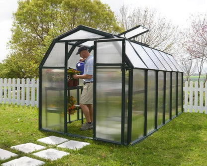 EcoGrow® ~6ft x 12ft Greenhouse Twin-Wall Panels Green Frame | Rion by Palram-Canopia 6' Wide EcoGrow Canopia by Palram   