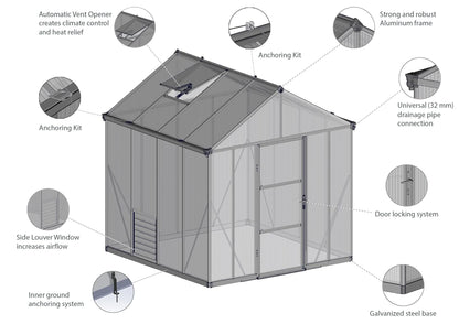Glory® 8 ft. x 12 ft. Greenhouse with 10mm TwinWall Glazing | Palram-Canopia - Included