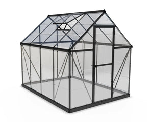 Palram Harmony 6 ft. x 8 ft. Greenhouse Clear Panels Grey Frame - Canada Greenhouse Kits