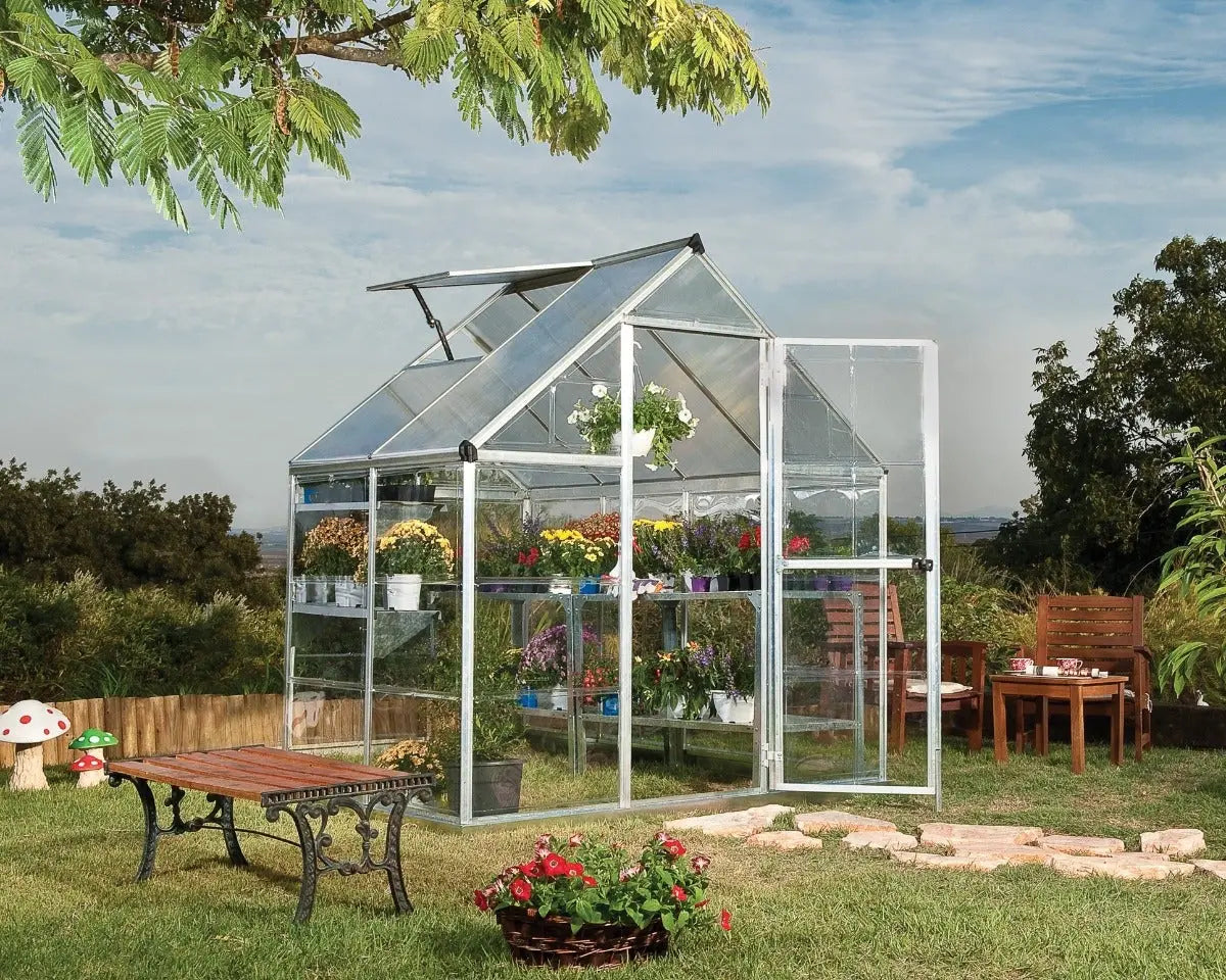 Hybrid™ 6 ft. x 4 ft. Greenhouse Clear & Twin Wall Silver Frame | Palram-Canopia 6' Wide Hybrid Canopia by Palram   