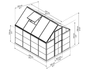 Hybrid 6 ft. x 8 ft. Greenhouse Clear & Twin Wall Panels Green Frame | Palram-Canopia Canopia by Palram