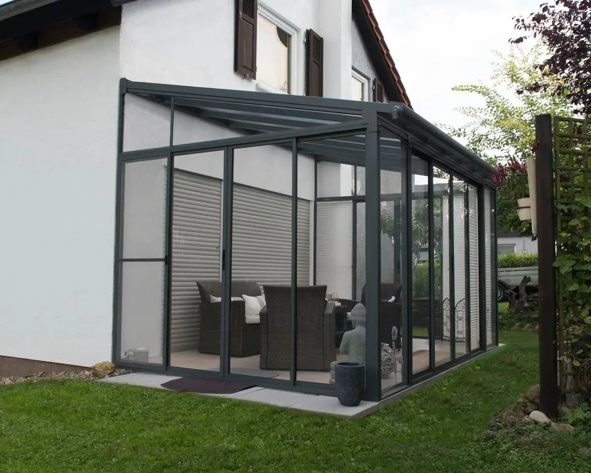 SanRemo™ 10 ft. x 14 ft. Solarium Patio Enclosure Grey Frame Translucent Roof | Palram-Canopia Solarium Canopia by Palram   