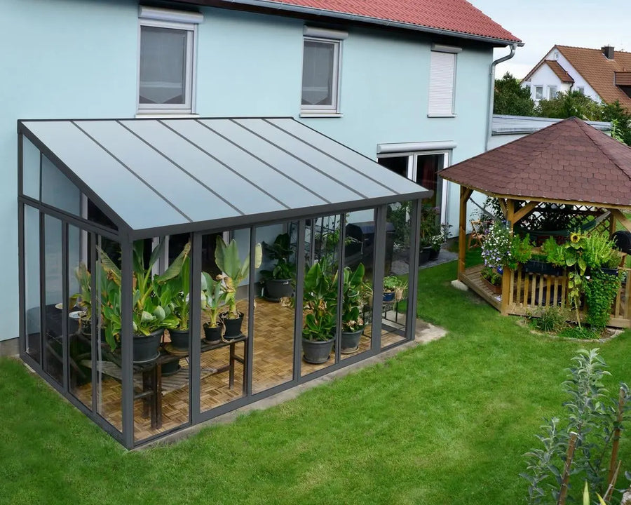 Palram SanRemo 10 ft. x 14 ft. Solarium Patio Enclosure Grey - Canada Greenhouse Kits
