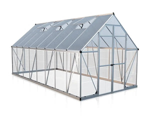 Balance® 8 ft. x 16 ft. Greenhouse Silver Frame Clear & TwinWall Panels | Palram-Canopia