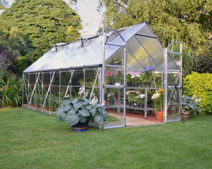Balance® 8 ft. x 16 ft. Greenhouse Silver Frame Clear & TwinWall Panels | Palram-Canopia 8' Wide Balance Canopia by Palram   