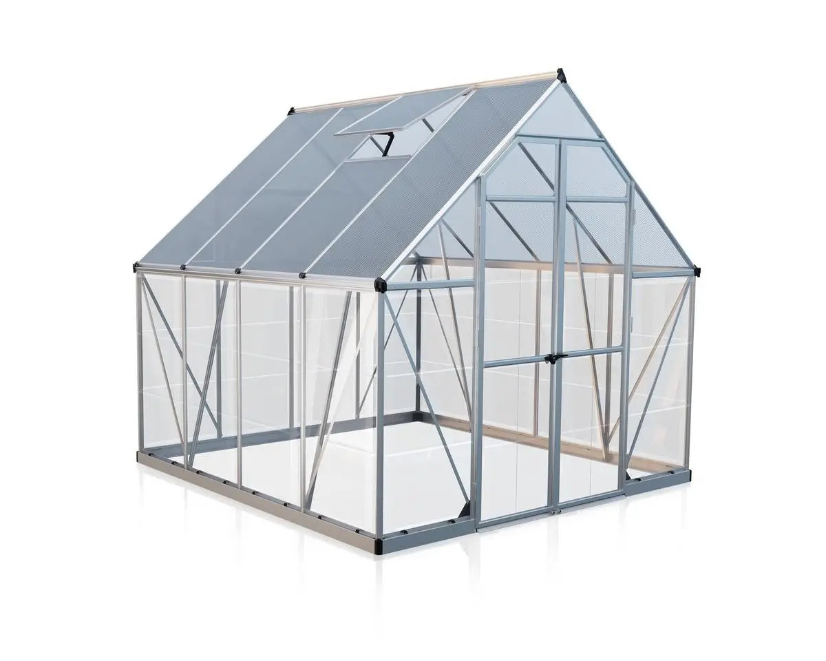 Balance® 8 ft. x 8 ft. Greenhouse Silver Frame Clear & TwinWall Panels | Palram-Canopia 8' Wide Balance Canopia by Palram   