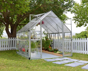 Balance® 8 ft. x 8 ft. Greenhouse Silver Frame Clear & TwinWall Panels | Palram-Canopia