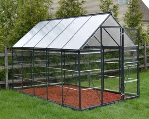 Palram Hybrid 6 ft. x 10 ft. Greenhouse Clear & Twin Wall Grey Frame - Canada Greenhouse Kits
