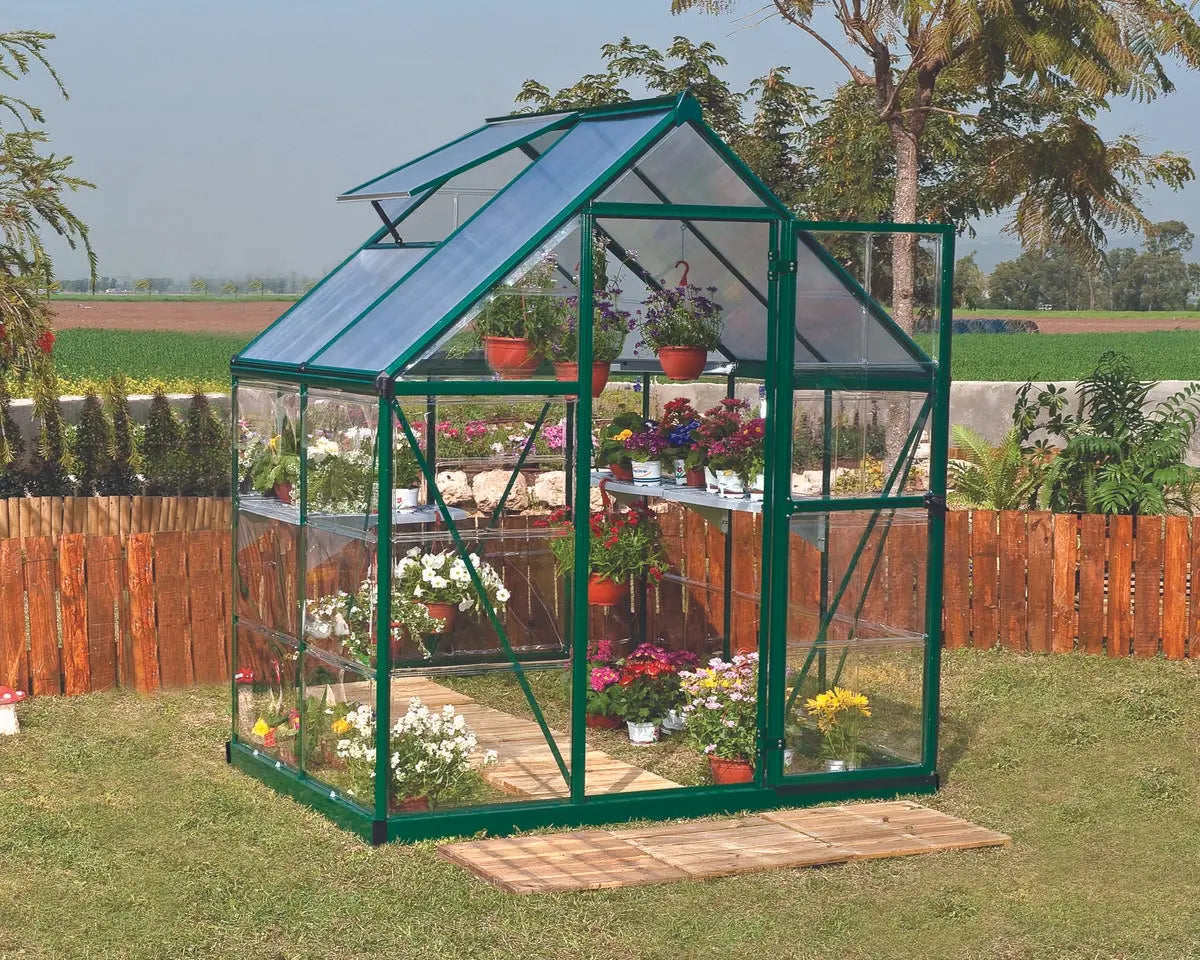Hybrid™ 6 ft. x 4 ft. Greenhouse Clear & Twin Wall Green Frame | Palram-Canopia 6' Wide Hybrid Canopia by Palram   