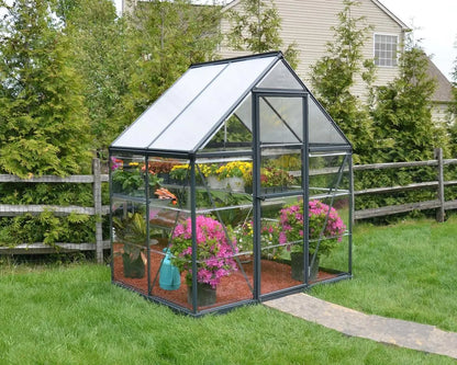 Hybrid™ 6 ft. x 4 ft. Greenhouse Clear & Twin Wall Grey Frame | Palram-Canopia 6' Wide Hybrid Canopia by Palram   