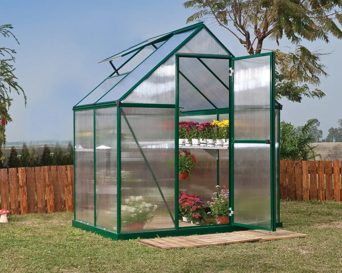 Mythos® 6 ft. x 4 ft. Greenhouse Twin Wall Green | Palram-Canopia 6' Wide Mythos Canopia by Palram   
