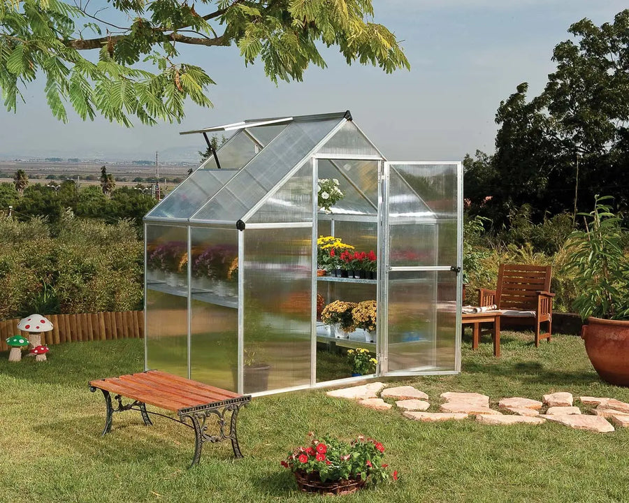 Mythos® 6 ft. x 4 ft. Greenhouse Twin Wall Silver | Palram-Canopia