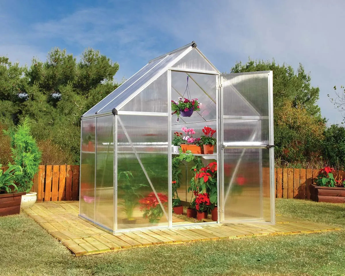 Mythos® 6 ft. x 4 ft. Greenhouse Twin Wall Silver | Palram-Canopia 6' Wide Mythos Canopia by Palram   