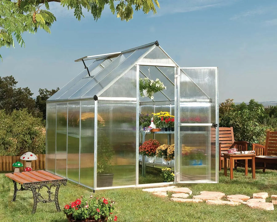 Mythos® 6 ft. x 8 ft. Greenhouse Twin Wall Silver | Palram-Canopia