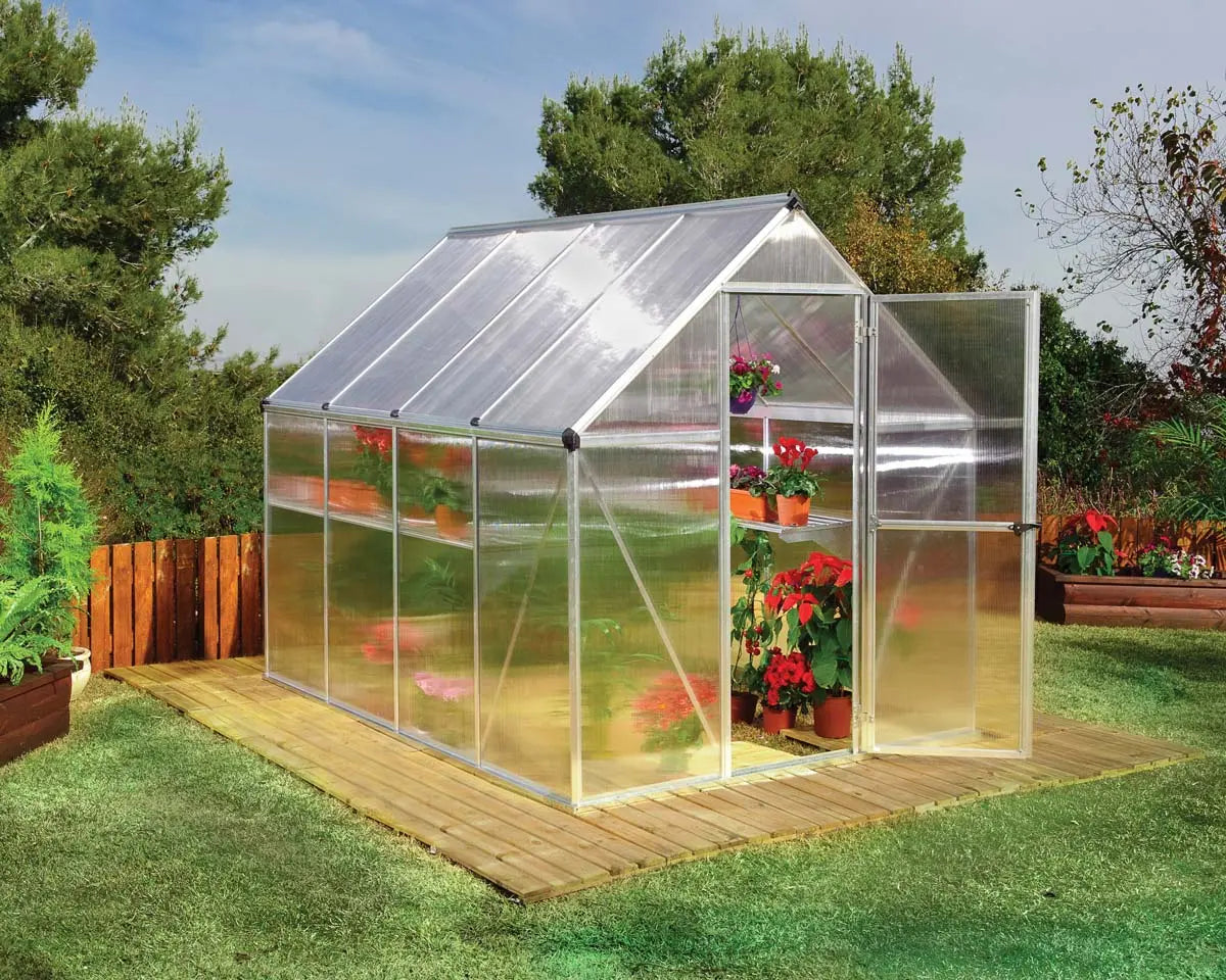 Mythos® 6 ft. x 8 ft. Greenhouse Twin Wall Silver | Palram-Canopia 6' Wide Mythos Canopia by Palram Mythos® 6 ft. x 8 ft. Greenhouse Twin Wall Silver  