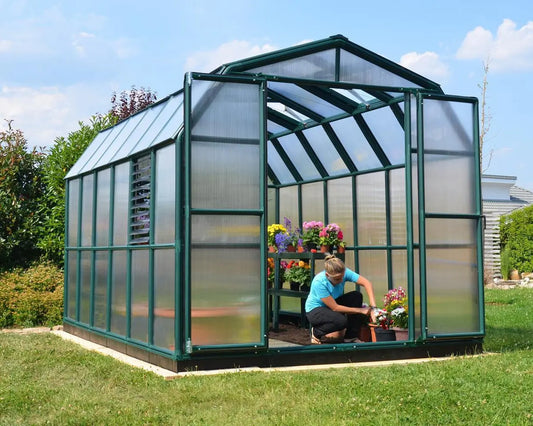 Prestige® ~8 ft. x 12 ft. Twin-Wall Panels Greenhouse | Rion by Palram-Canopia 8' Wide Prestige with MOUNTING BASE Canopia by Palram   