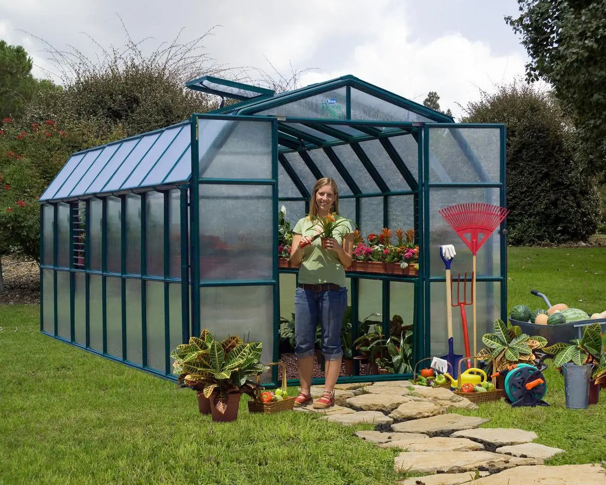 Prestige® ~8 ft. x 16 ft. Twin-Wall Panels Greenhouse | Rion by Palram-Canopia 8' Wide Prestige with MOUNTING BASE Canopia by Palram   