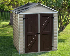 Palram Skylight® 6 ft. x5 ft. Storage Shed Beige Walls Brown Doors - Canada Greenhouse Kits