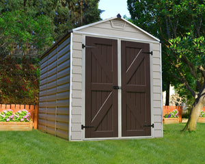 Palram Skylight® 6 ft. x 8 ft. Storage Shed Beige Walls Brown Doors - Canada Greenhouse Kits